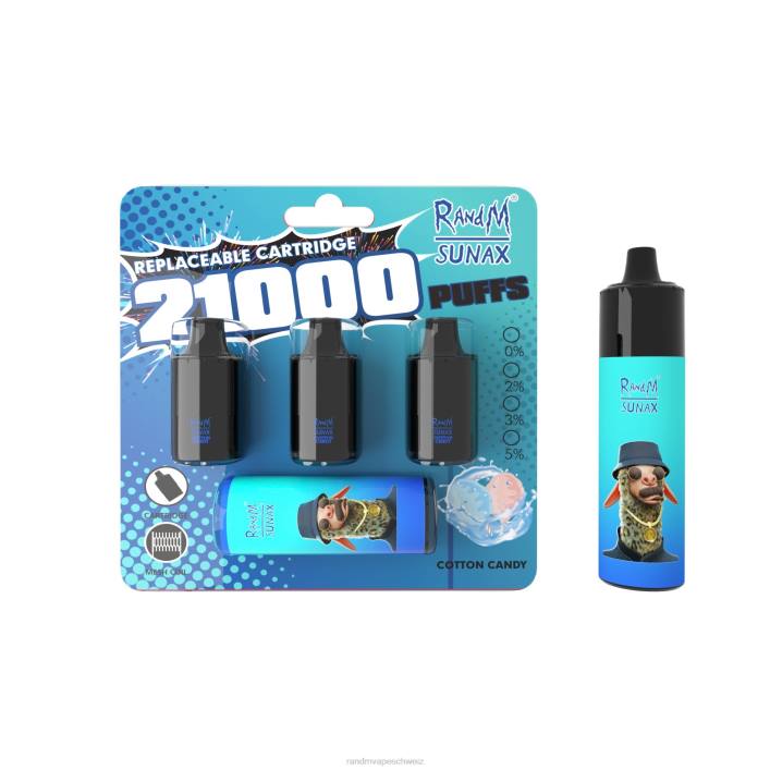RandM Tornado Schweiz | RandM Sunax 00P2273 21000 Airflow Control Pod austauschbares Vape-Gerät 1 Stück Zuckerwatte